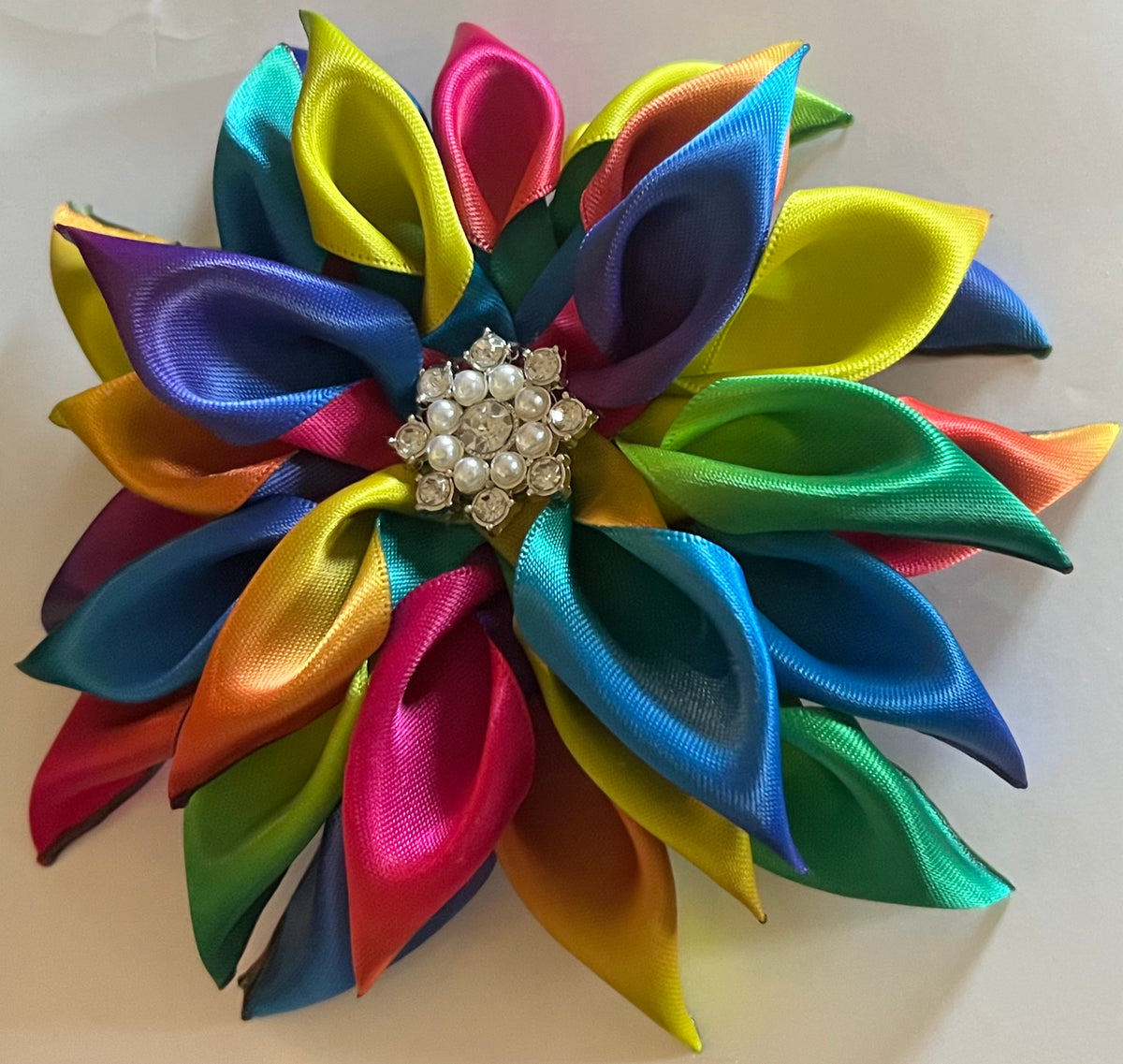 Blue Satin Flower Pin